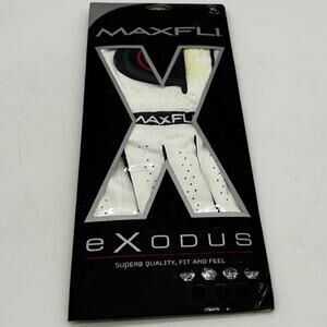 Vtg Maxfli Exodus Golf Glove XL White Leather Left Handed Golfing Knuckle Panel